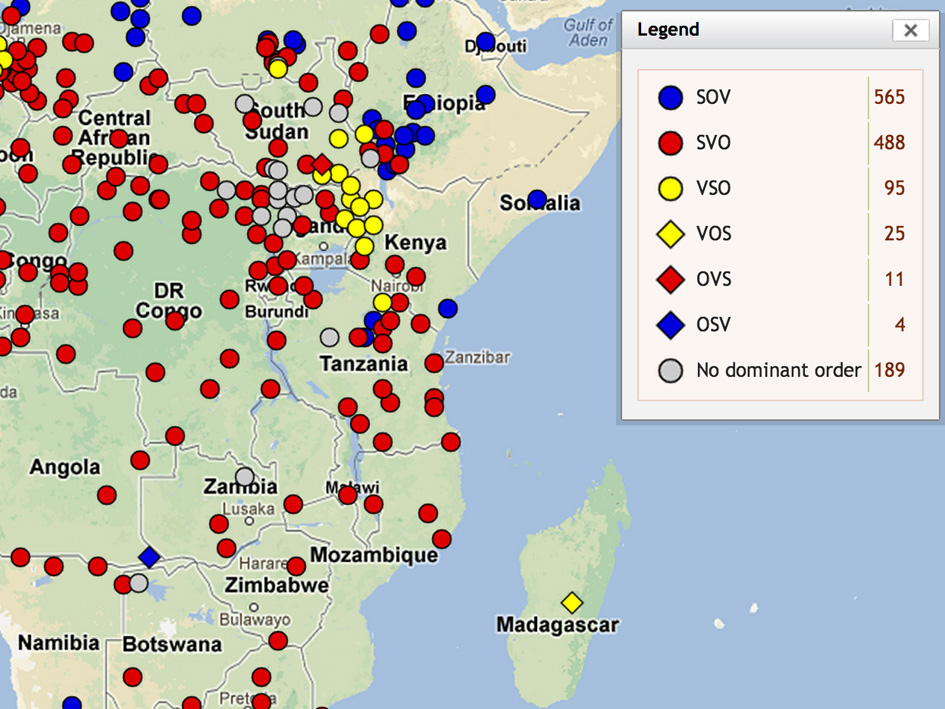 Map of word order from WALS